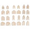 Dřevěné přízdoby - mini domečky, 24ks, 2,5-3,5cm